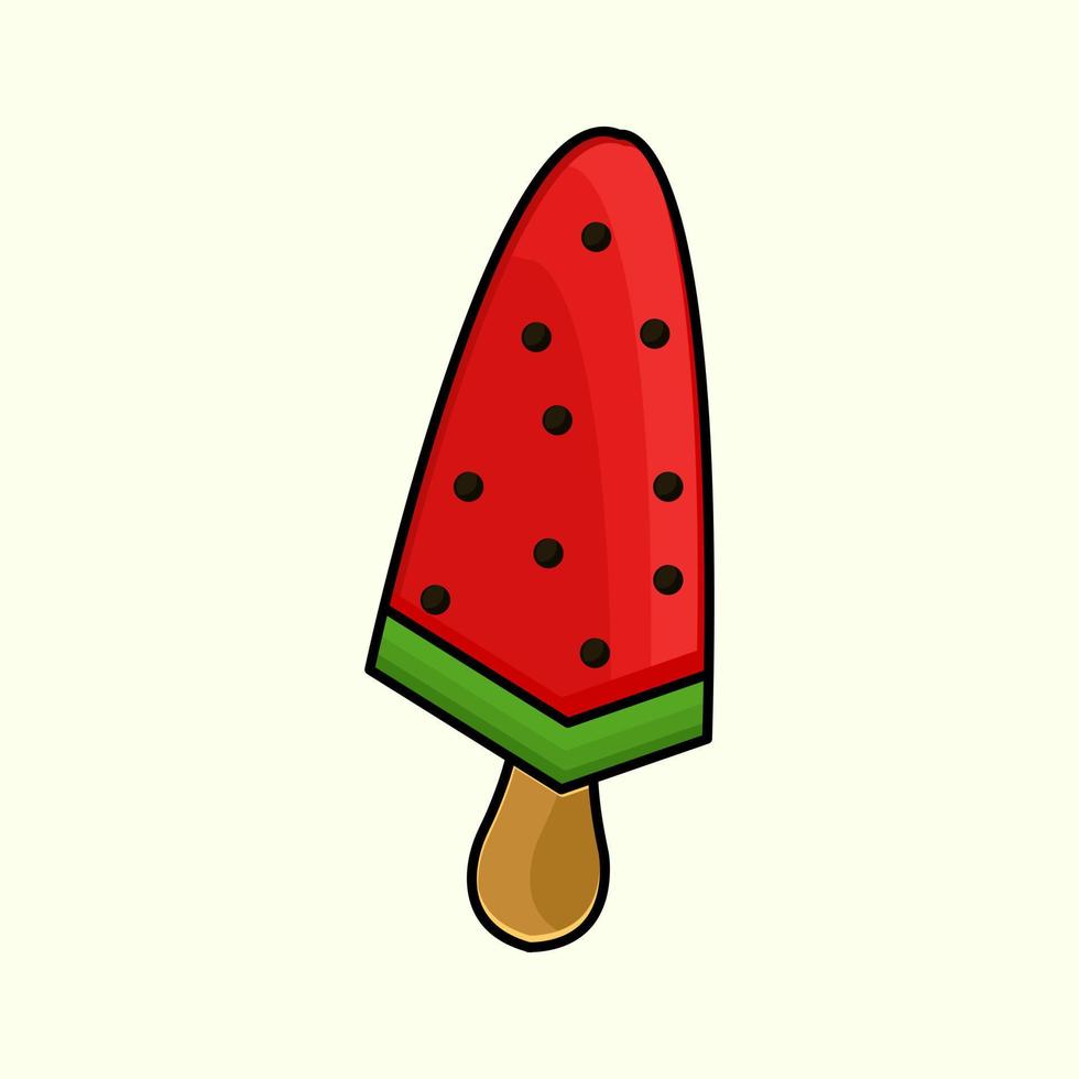 Ilustración de vector de palo de helado de sandía. icono plano