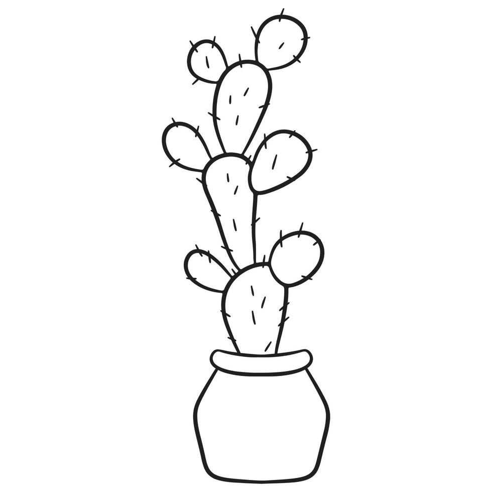 cactus dibujado a mano en maceta vector