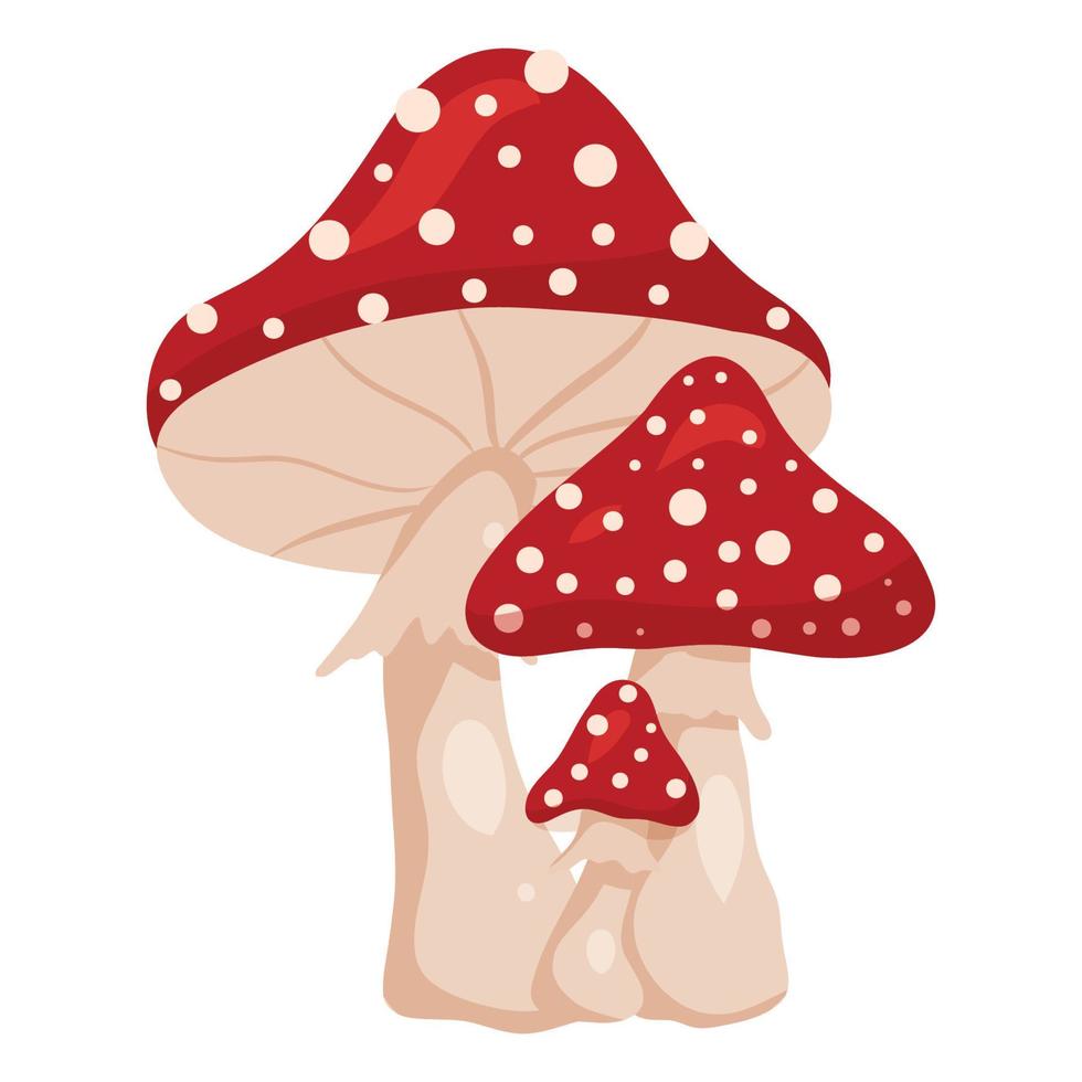 Fly agaric mushroom little family vector