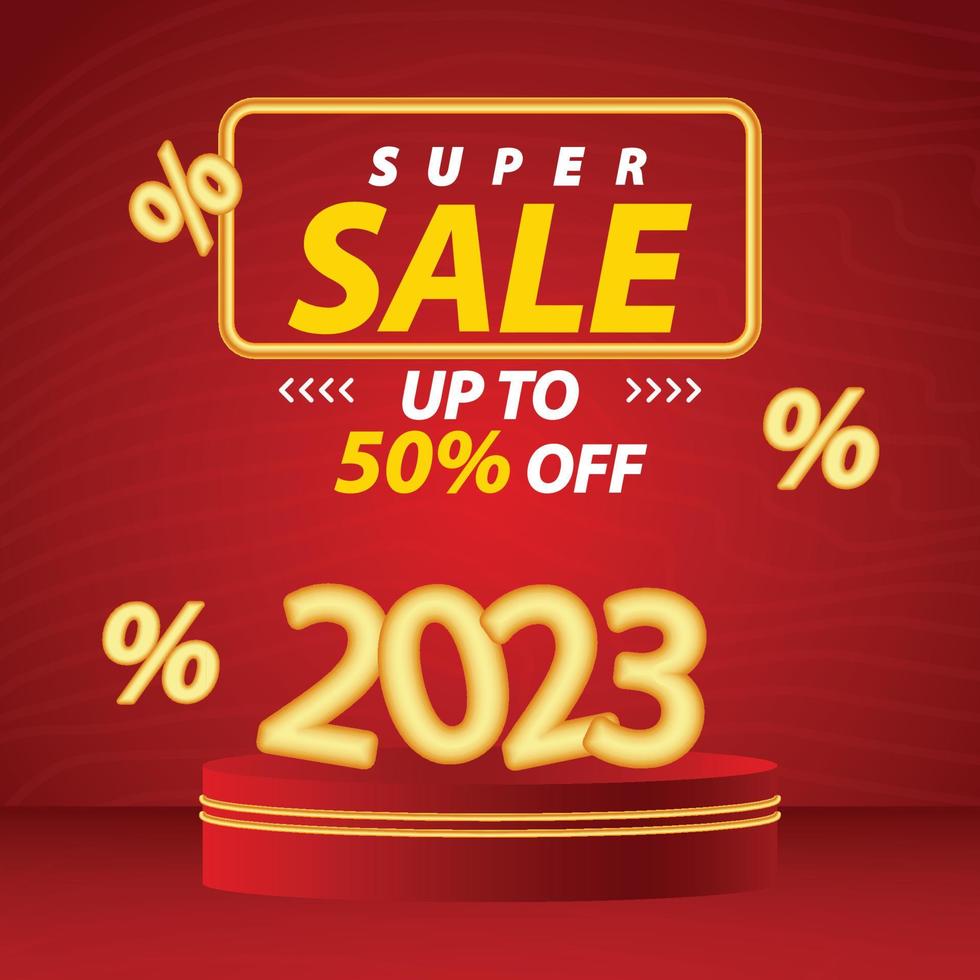 2023 super sale banner template with colorful background vector