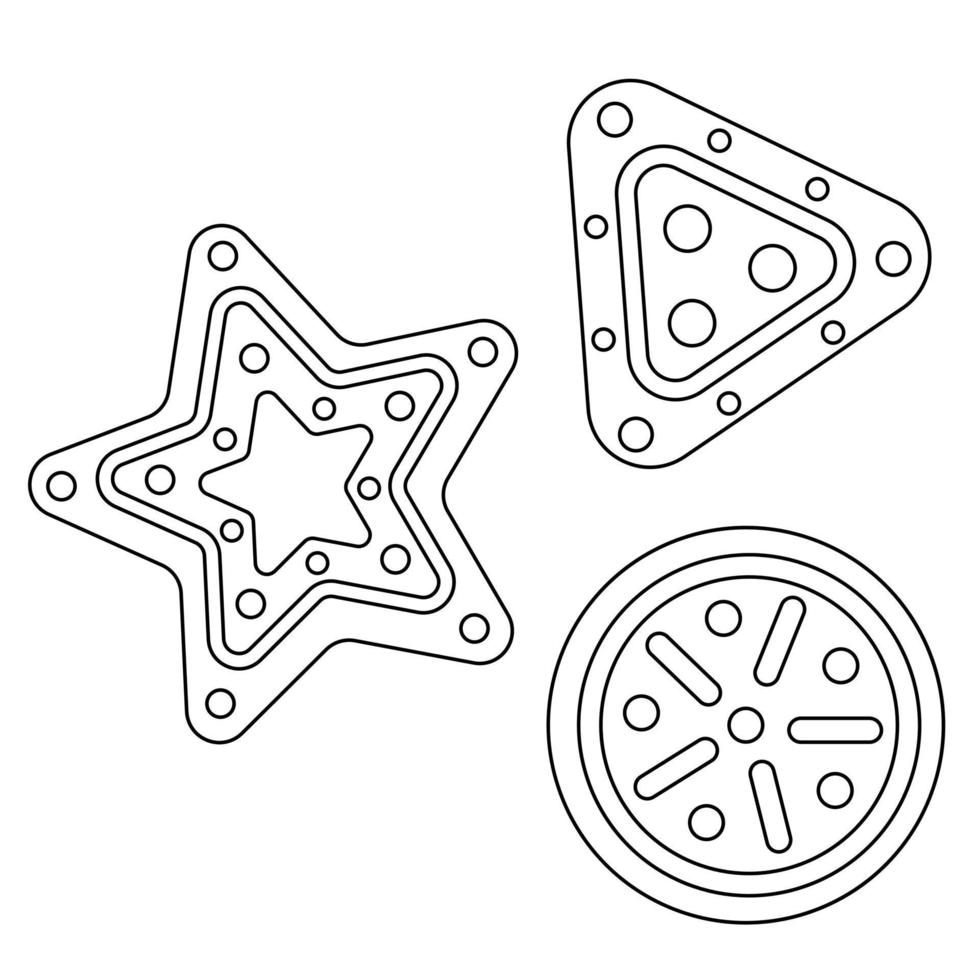 mini juego con pan de jengibre en diferentes formas en blanco y negro vector
