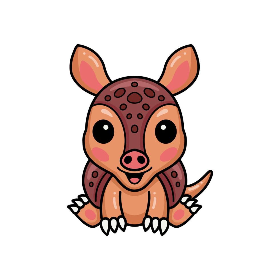 lindo pequeño armadillo sentado de dibujos animados vector