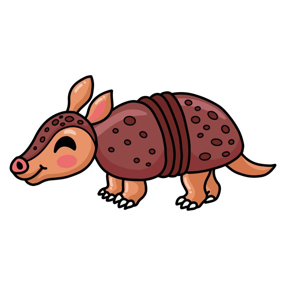 Cute little armadillo cartoon character vector