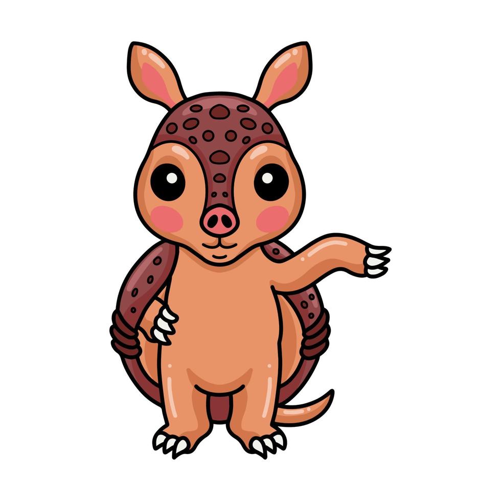 Cute little armadillo cartoon presenting vector