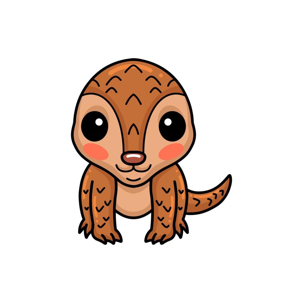 pequeño y lindo personaje de dibujos animados de pangolín vector