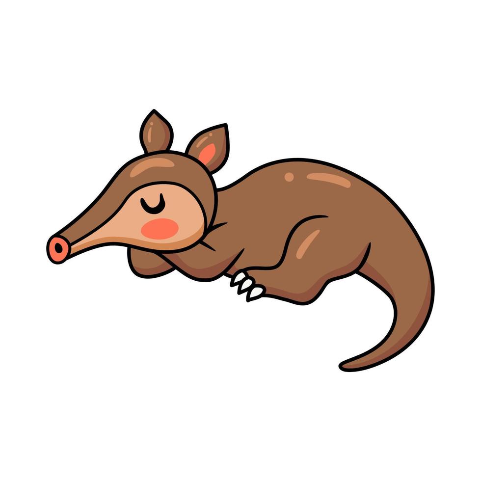 Cute little aardvark cartoon sleeping vector