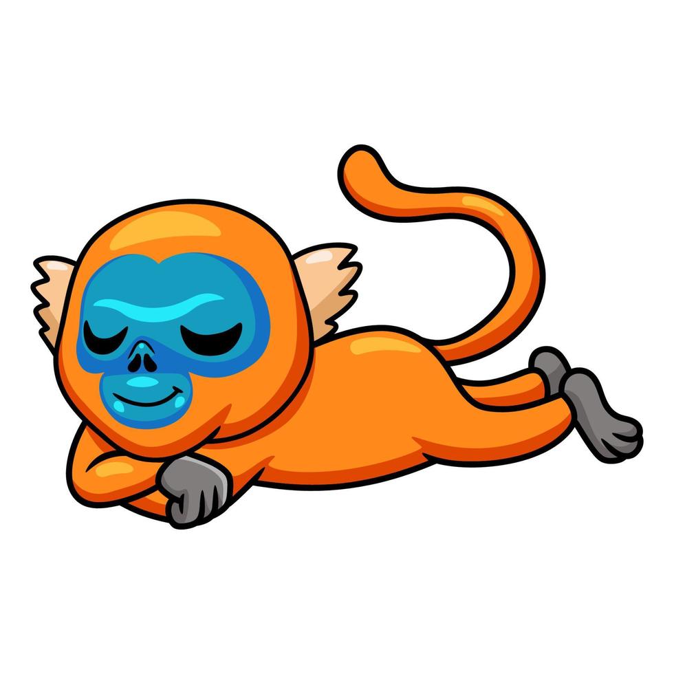 Cute little golden monkey cartoon sleeping vector