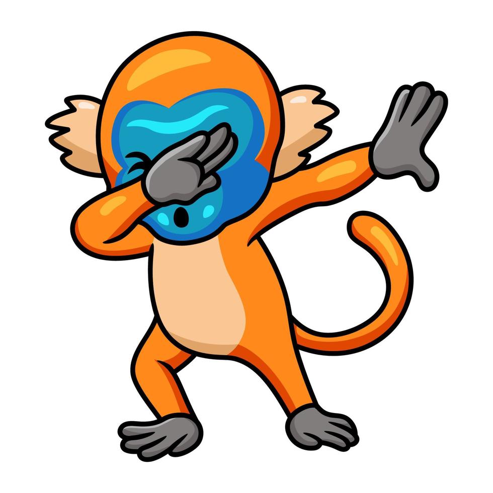 Cute little golden monkey cartoon dancing vector
