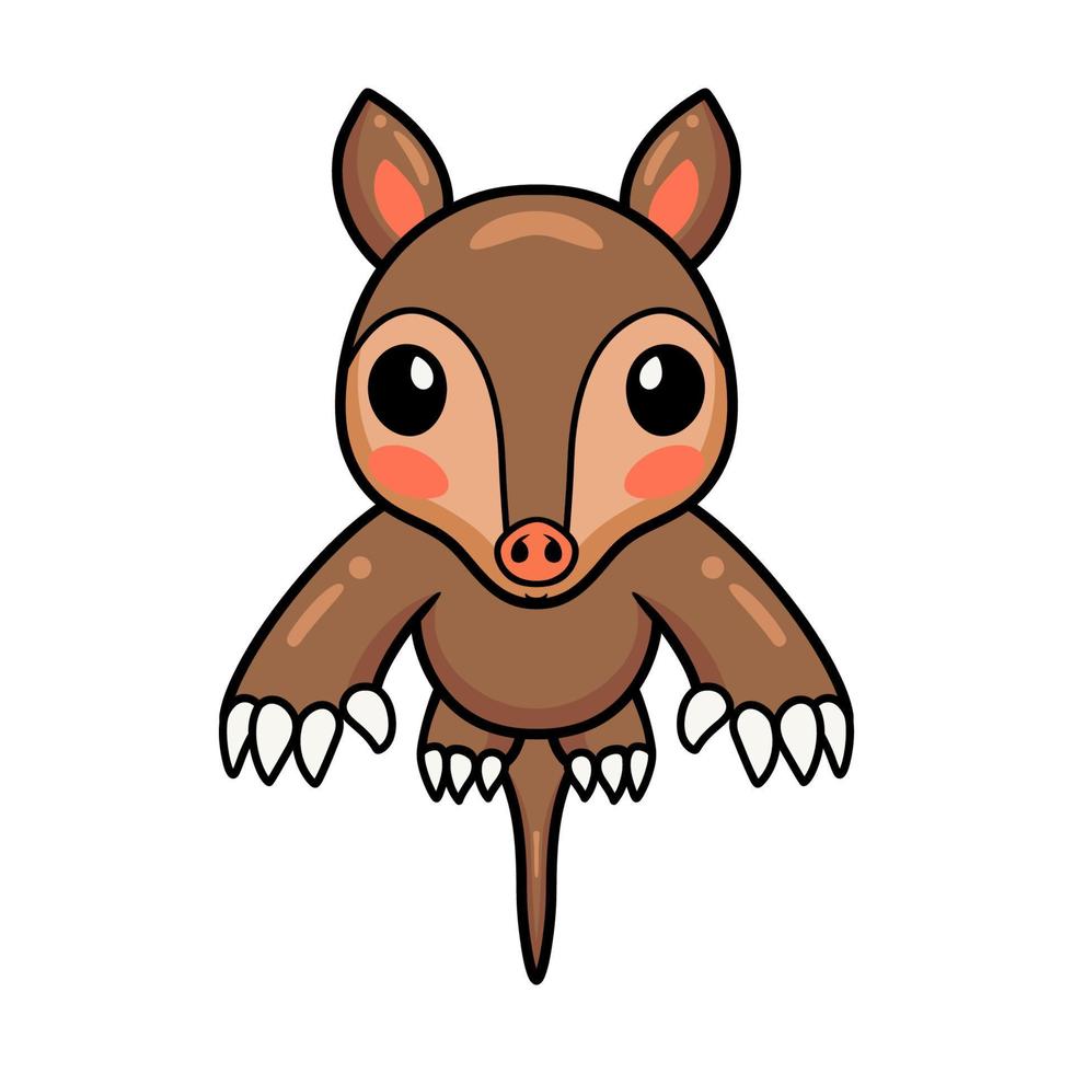 Cute little aardvark cartoon leaping vector