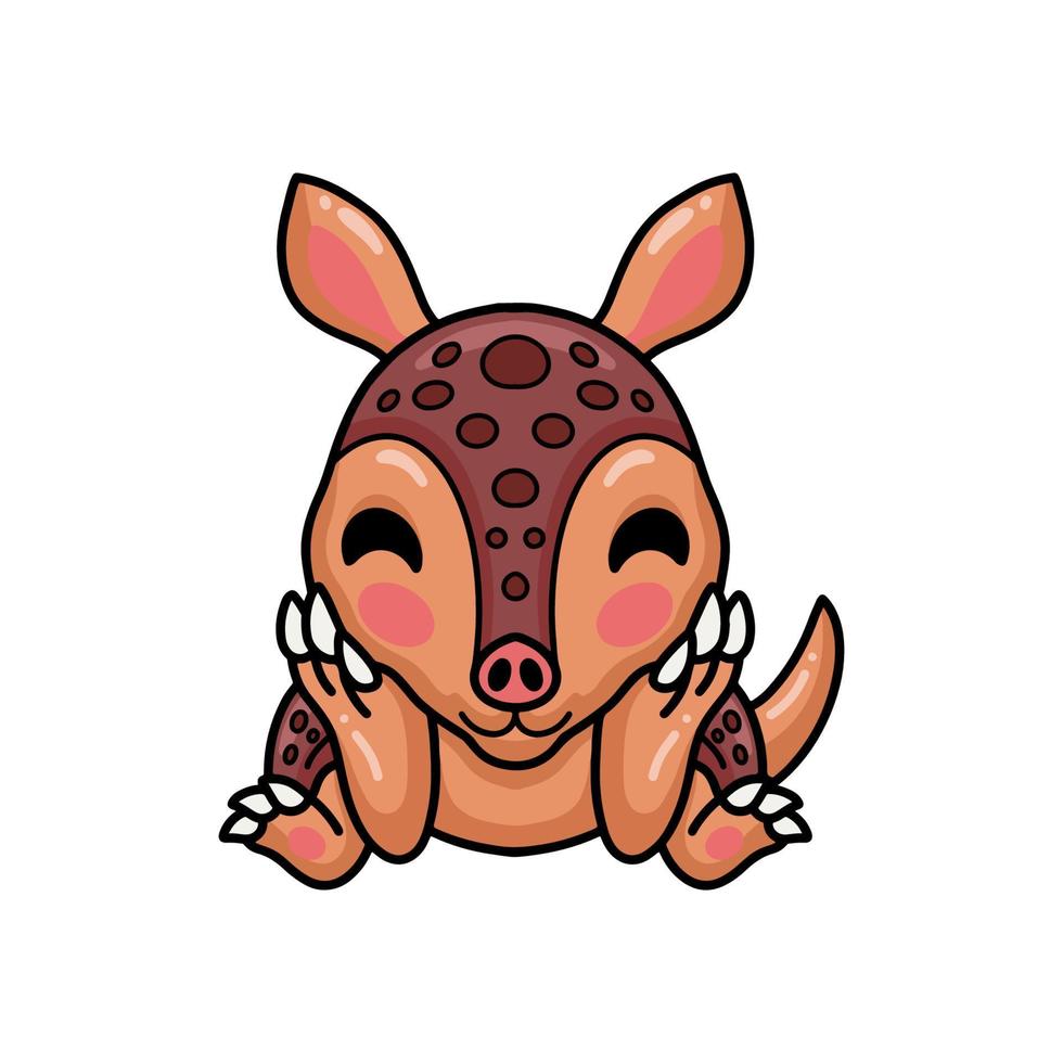 Cute little armadillo cartoon character vector