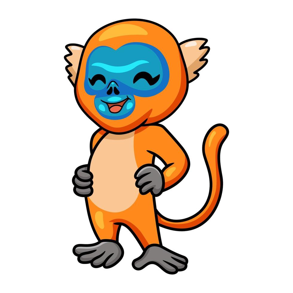 Cute little golden monkey cartoon standing vector