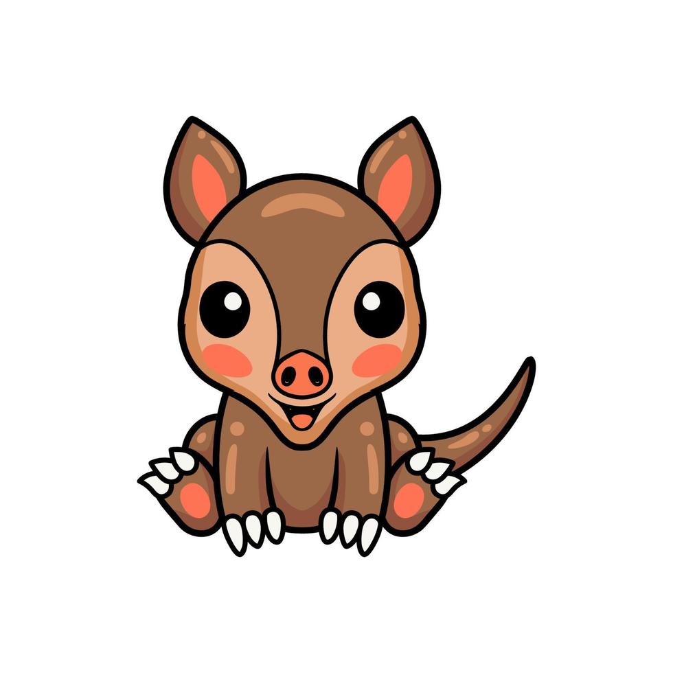 Cute little aardvark cartoon sitting vector