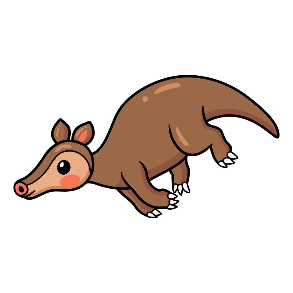 Cute little aardvark cartoon running vector