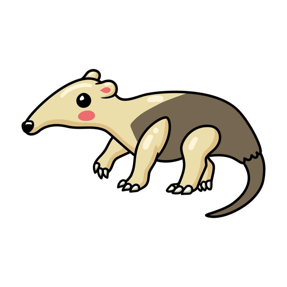 pequeño y lindo personaje de dibujos animados tamandua vector