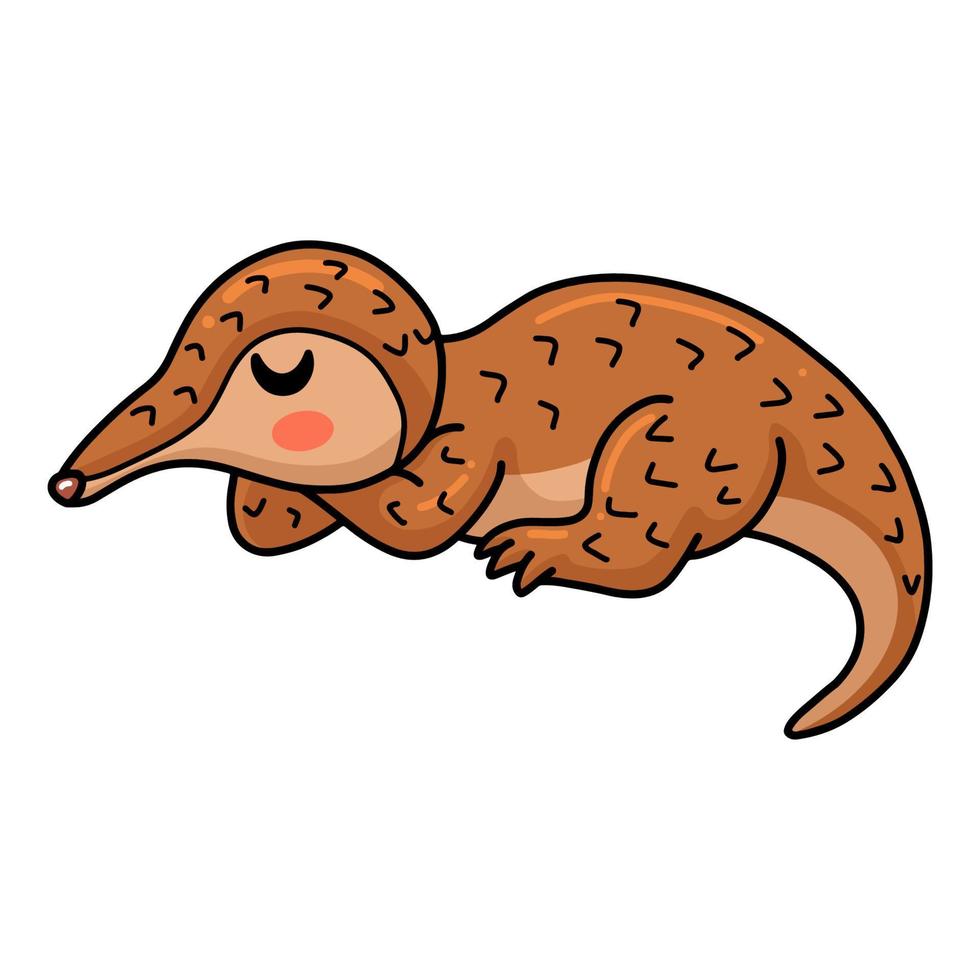 Cute little pangolin cartoon sleeping vector