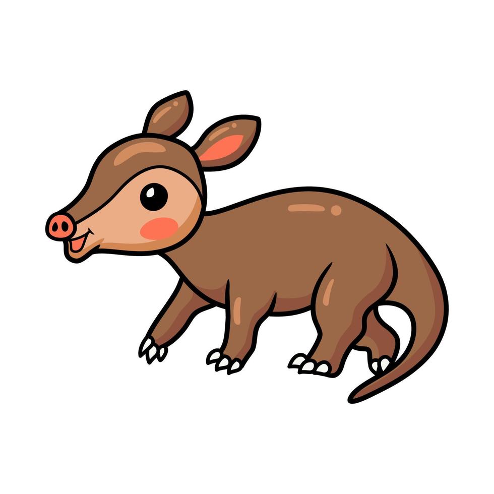 Cute little aardvark cartoon character vector