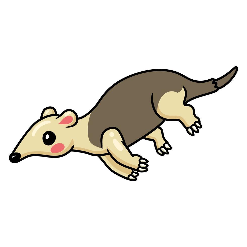 Cute little tamandua cartoon running vector