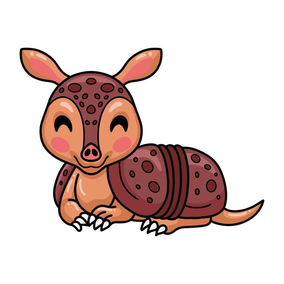 lindo pequeño armadillo de dibujos animados acostado vector