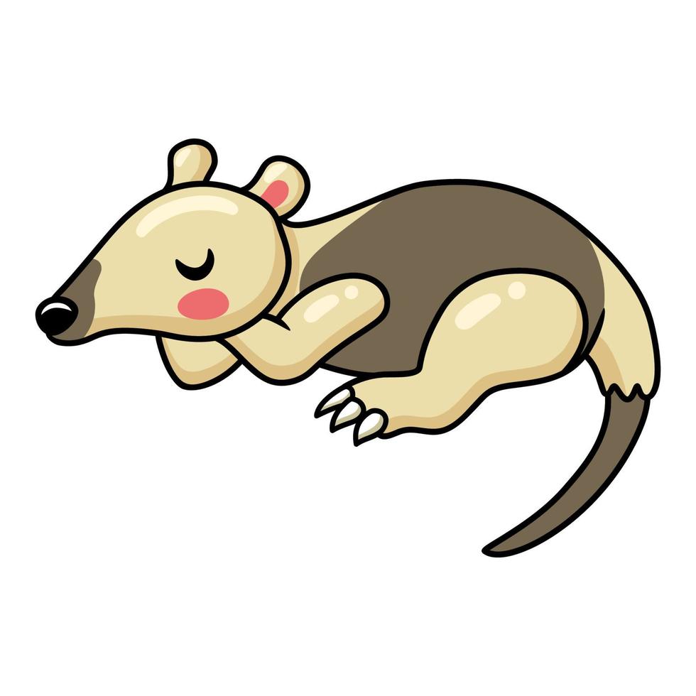 Cute little tamandua cartoon running vector