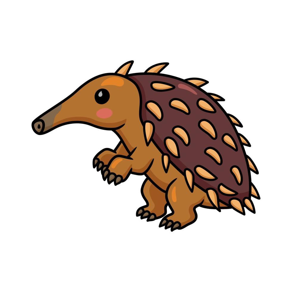 Cute little echidna cartoon character vector