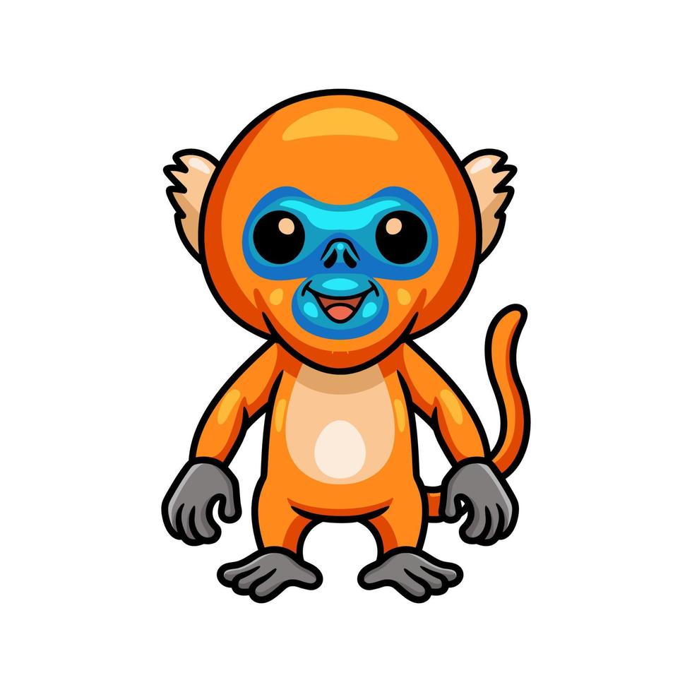 Cute little golden monkey cartoon standing vector