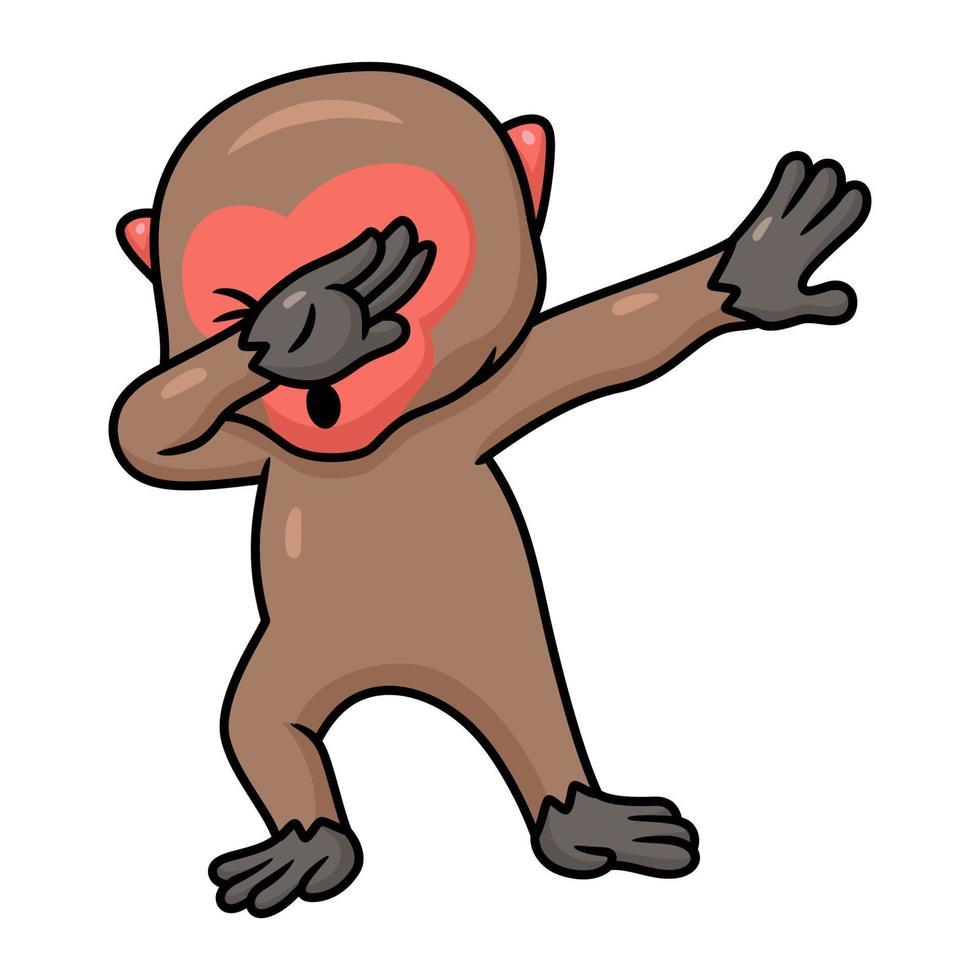 Cute little japanese macaque cartoon dancing vector