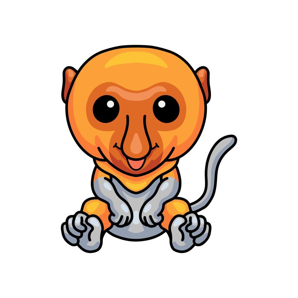 Cute little proboscis monkey cartoon sitting vector