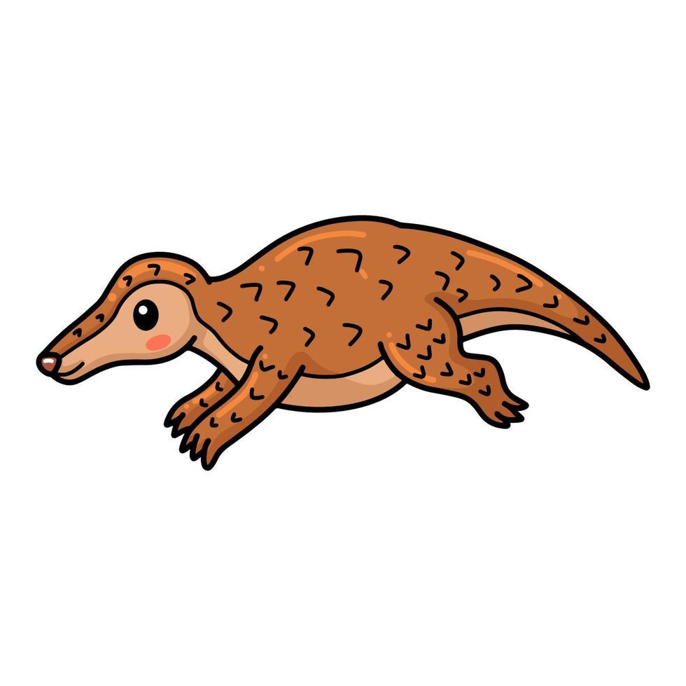 Cute little pangolin cartoon running vector