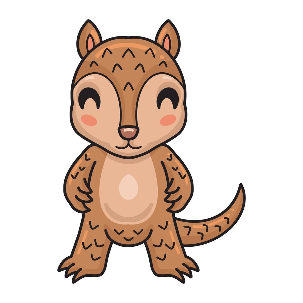 lindo pequeño pie de dibujos animados de pangolín vector