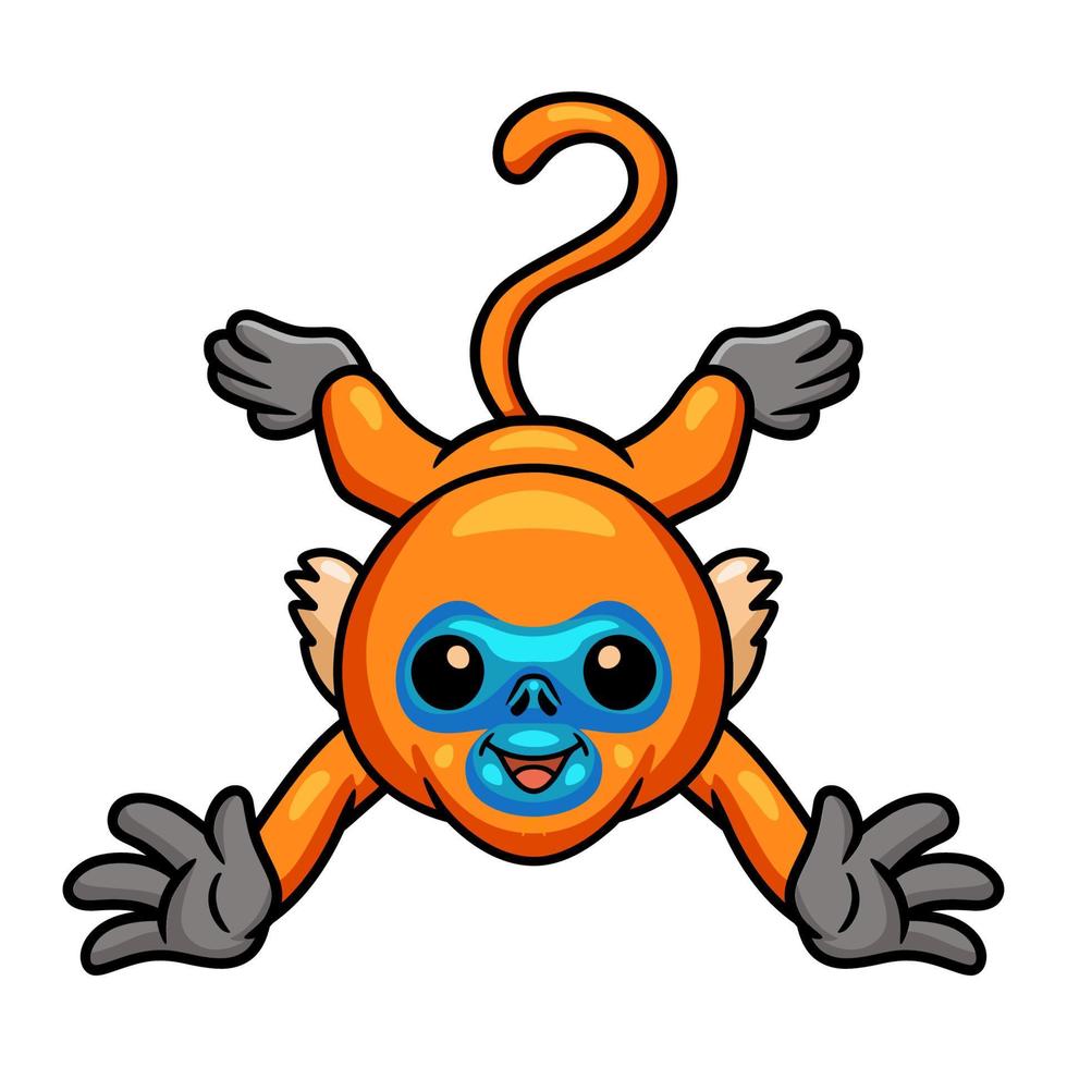 Cute little golden monkey cartoon posing vector