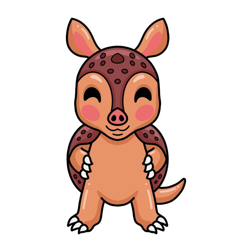 Cute little armadillo cartoon standing vector