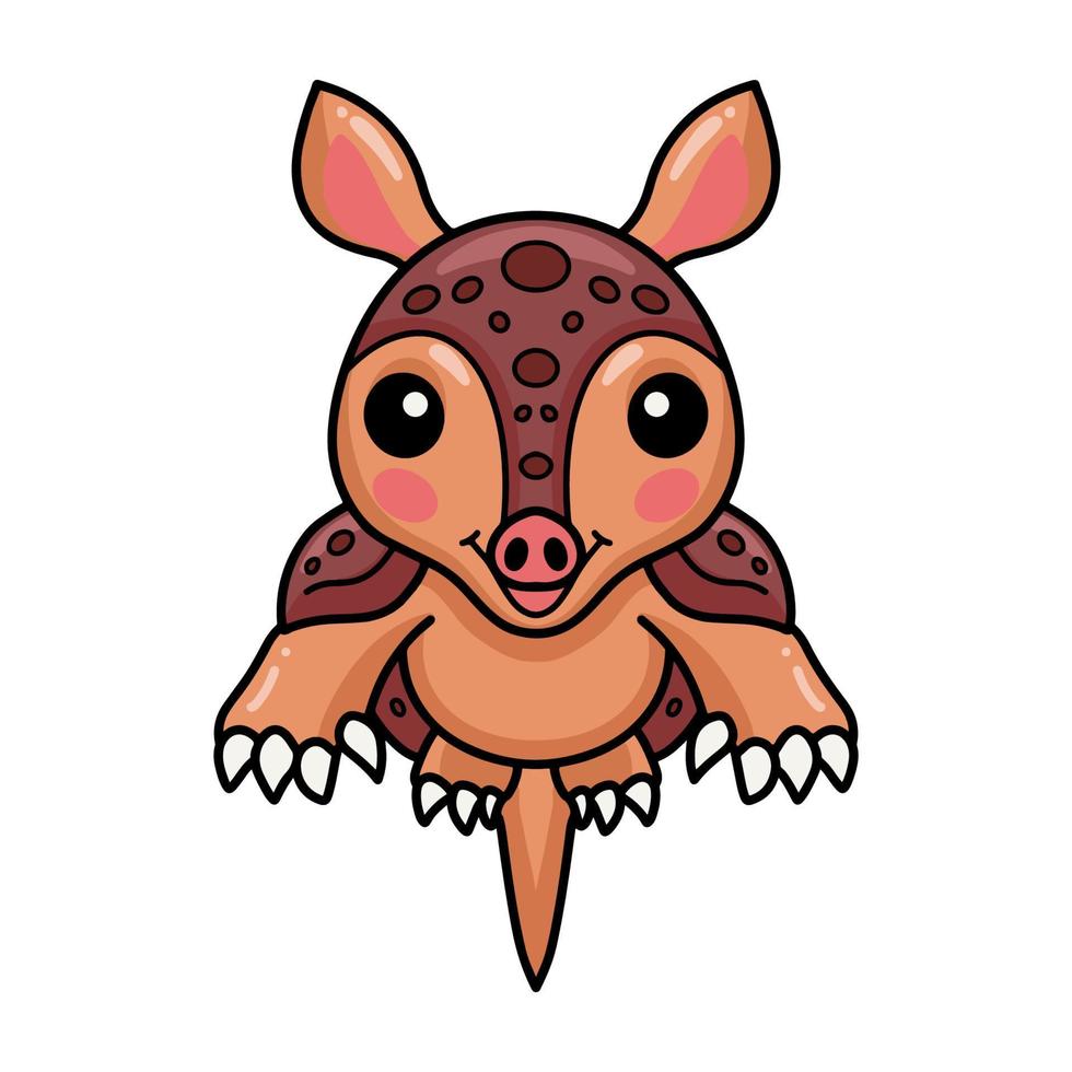Cute little armadillo cartoon leaping vector