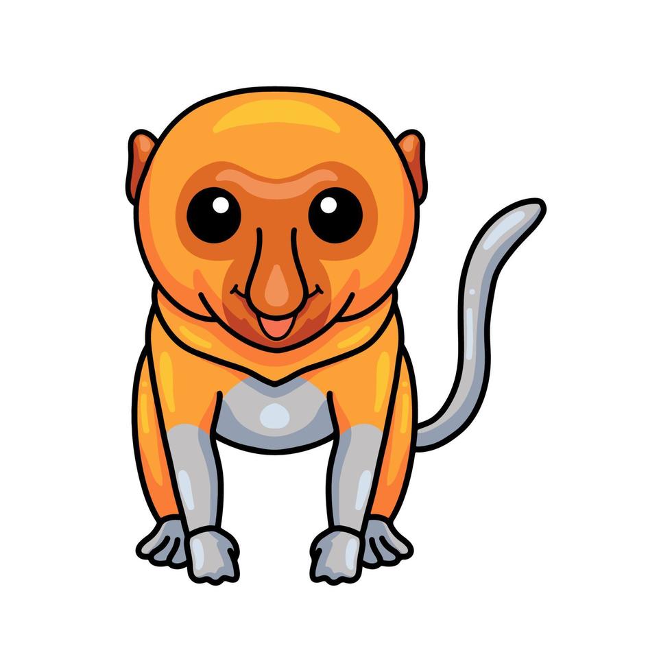 Cute little proboscis monkey cartoon vector