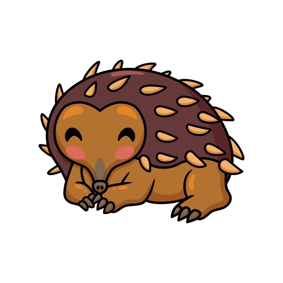 Cute little echidna cartoon character vector