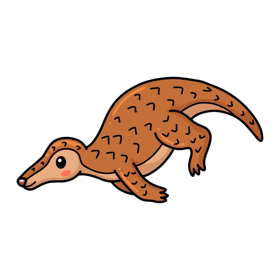 Cute little pangolin cartoon running vector