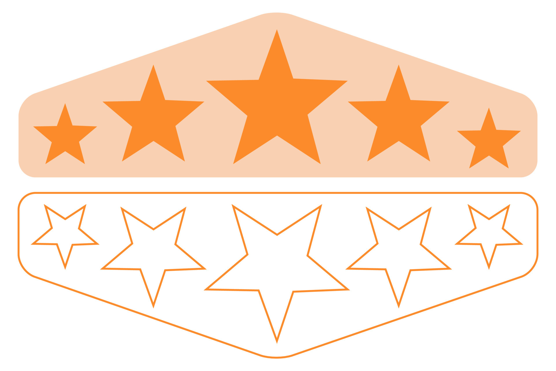 Five stars different size flat and outline. Feedback customer rating