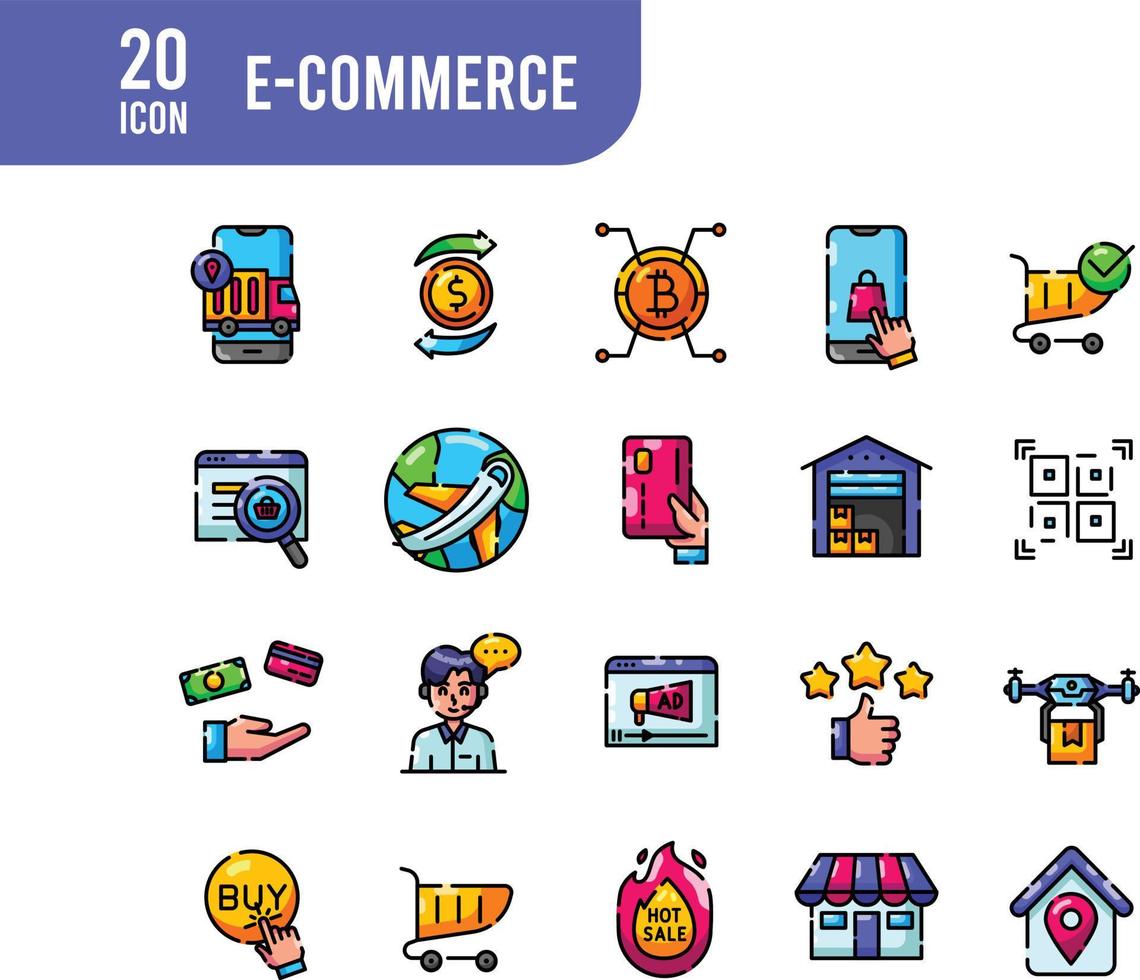 E-Commerce elements - Lineal Color web icon set. Lineal Color collection. Simple vector illustration.