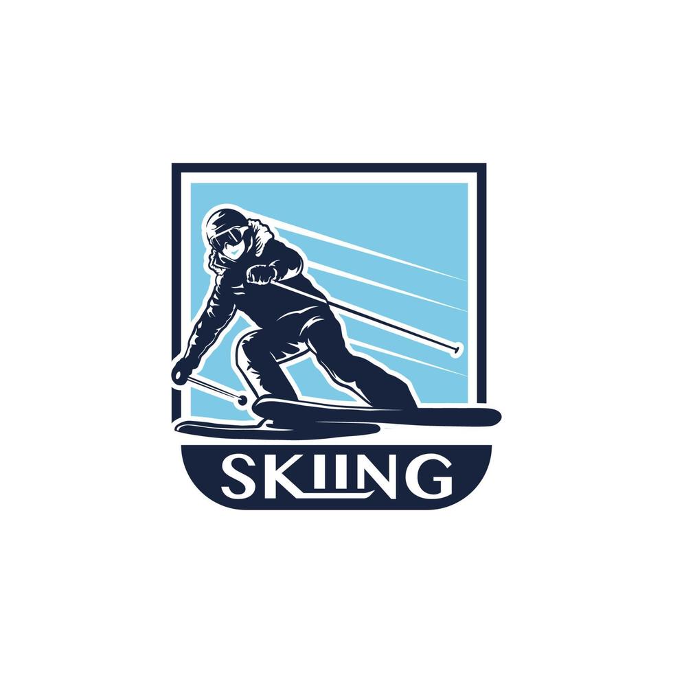 Mountain Skiing Logo. Extreme winter sport logo Design Template vector