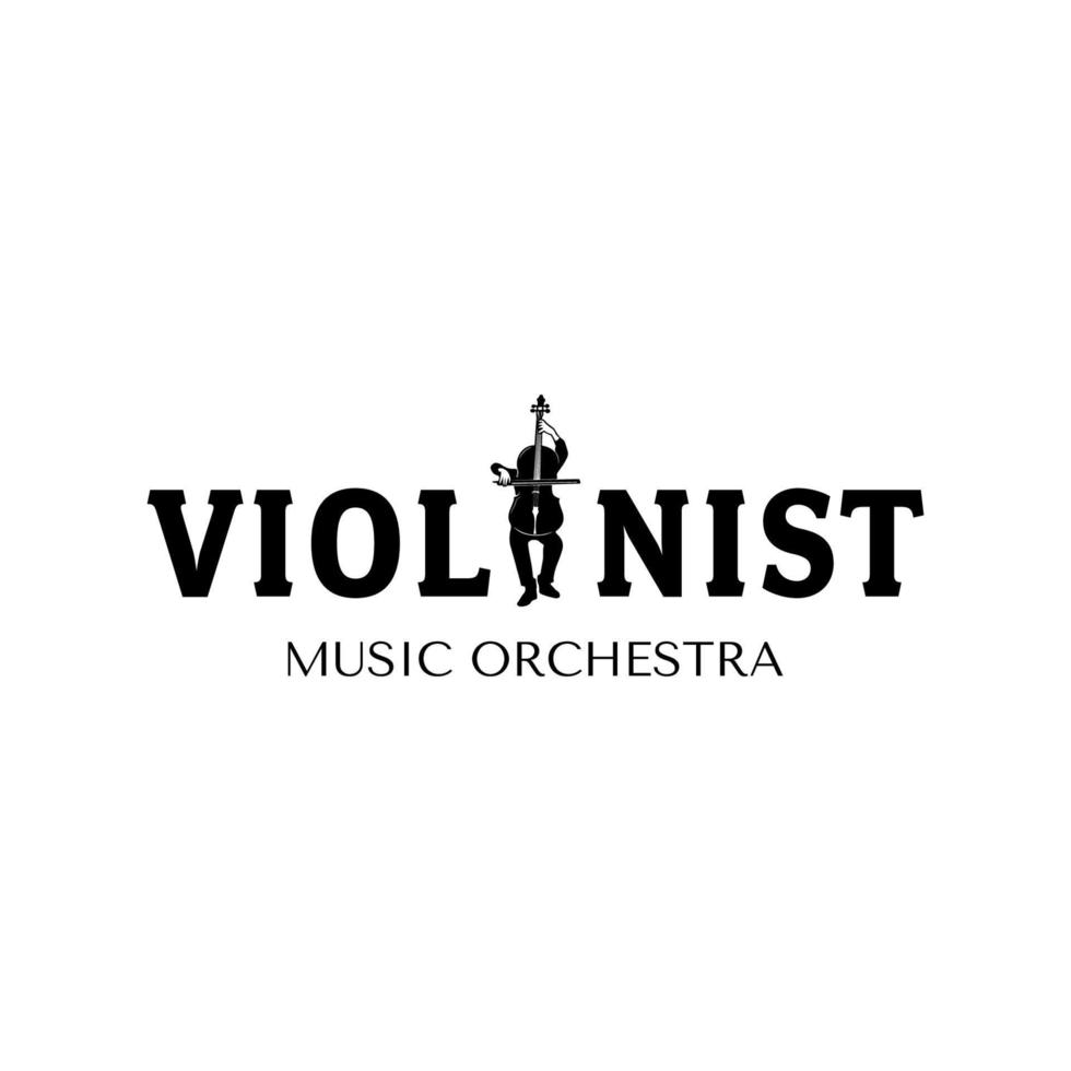 plantilla de diseño de logotipo de orquesta de música minimalista creativa de violinista vector