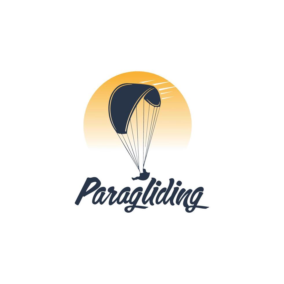 plantilla de diseño de logotipo de aventura de montaña de parapente vector