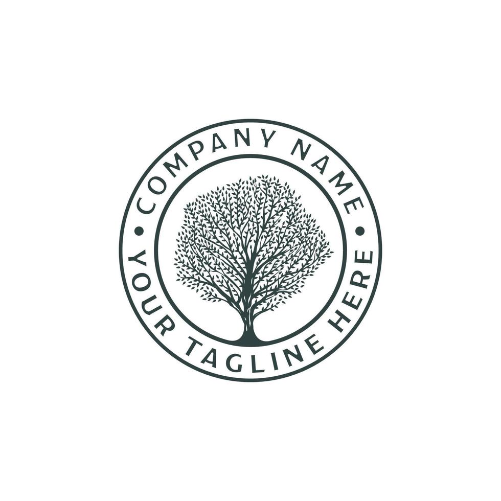 Green Tree emblem logo. modern green garden logo design template vector