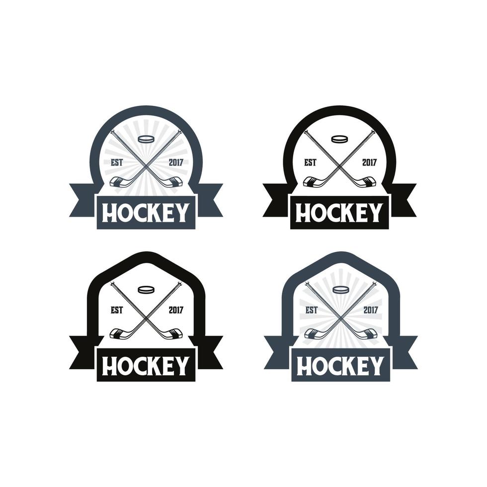 hockey badge logo set design template with white background vector