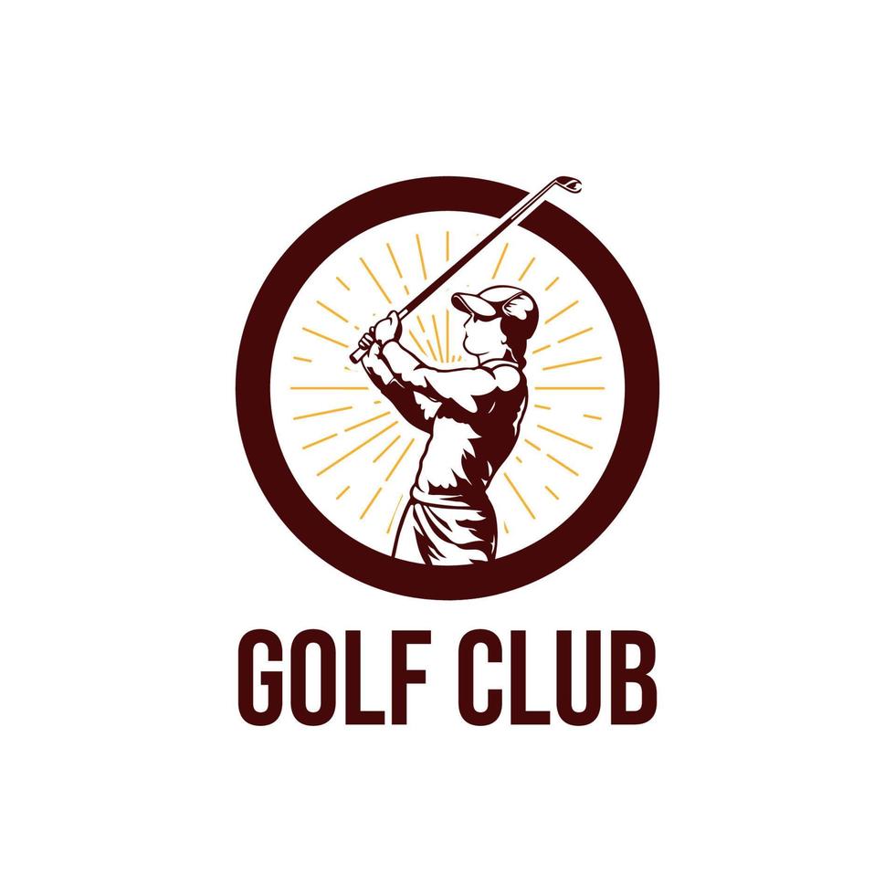 woman golf club logo. golf training logo design template vector