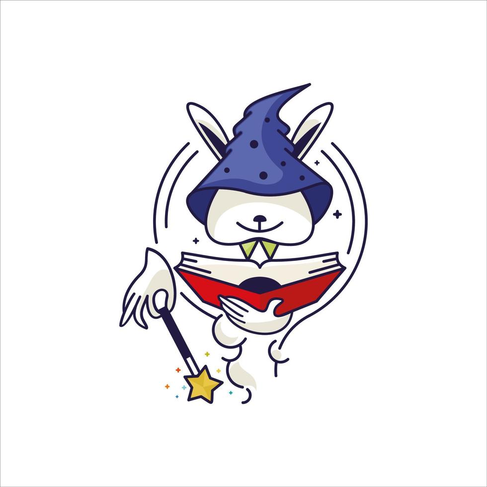 rabbit wizard mascot logo design template vector
