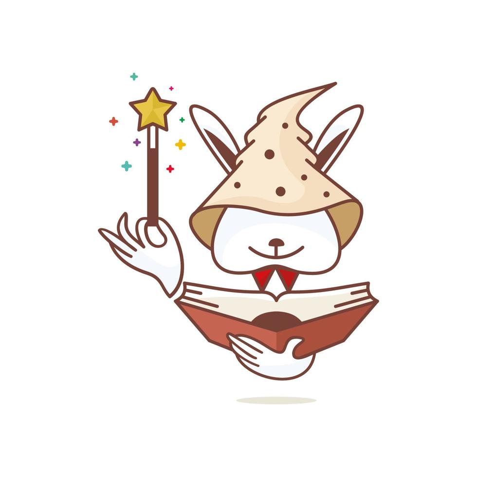 rabbit wizard mascot logo design template vector