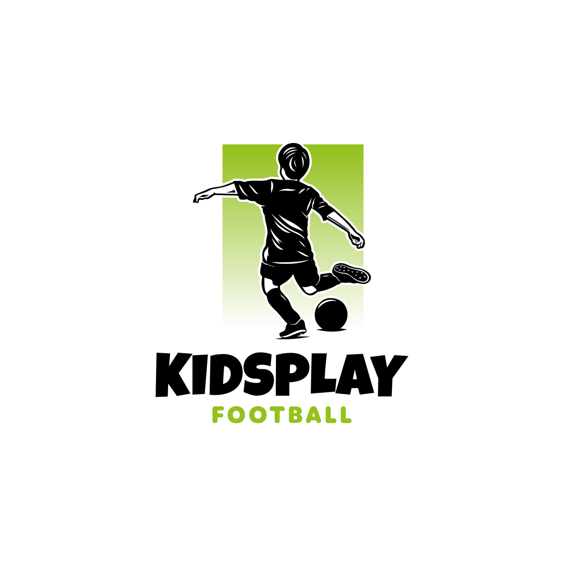 little boy kicks a ball. kids football sports training logo design