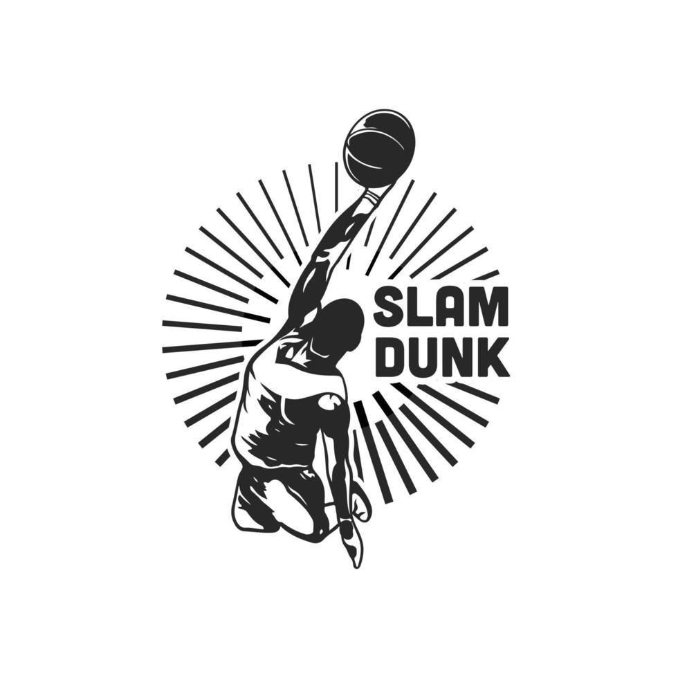 ilustración de diseño de logotipo de baloncesto slam dunk. plantilla de diseño de logotipo de campeonato de baloncesto vector