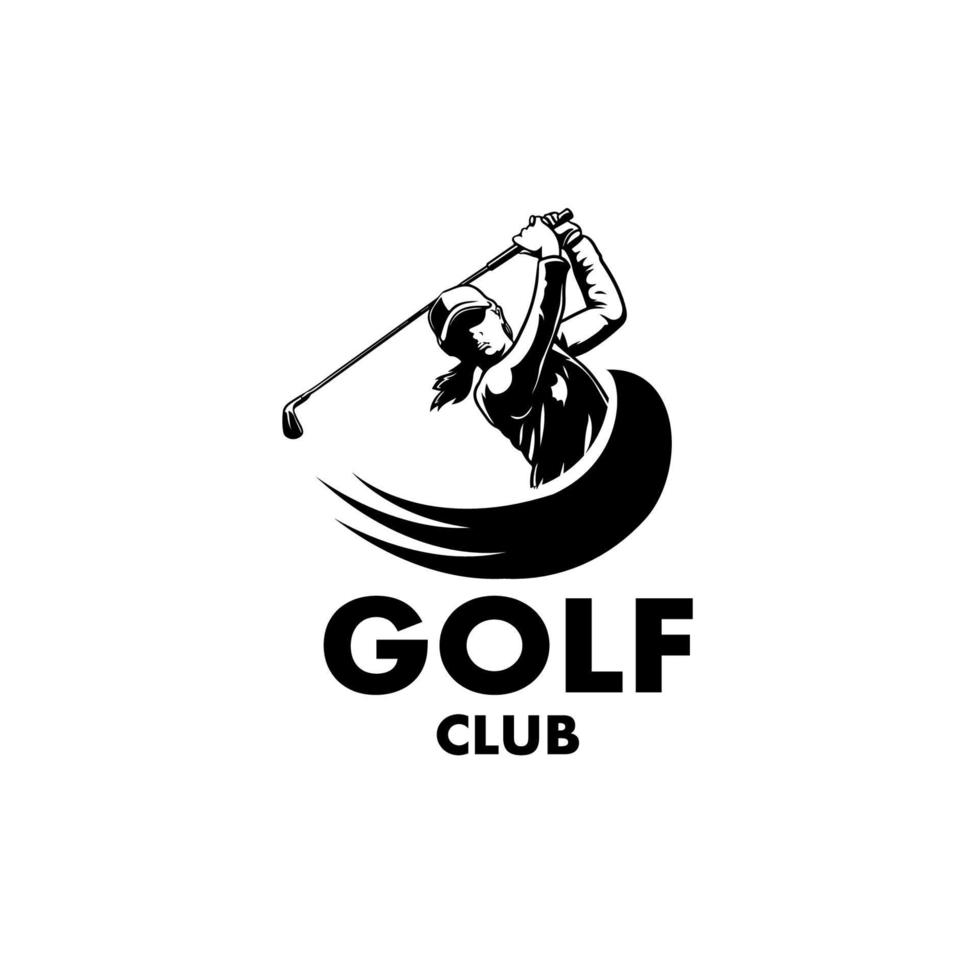 logotipo del club de golf de mujer. plantilla de diseño de logotipo de entrenamiento de golf vector