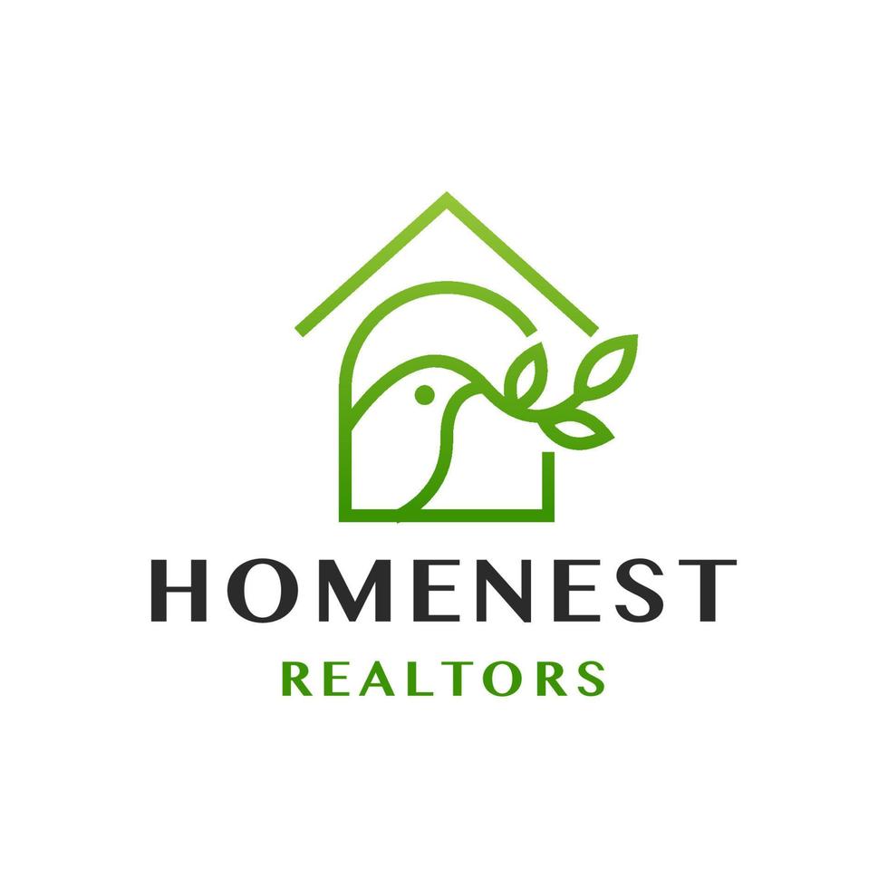 Home nest realtors. bird nature real estate logo design template vector