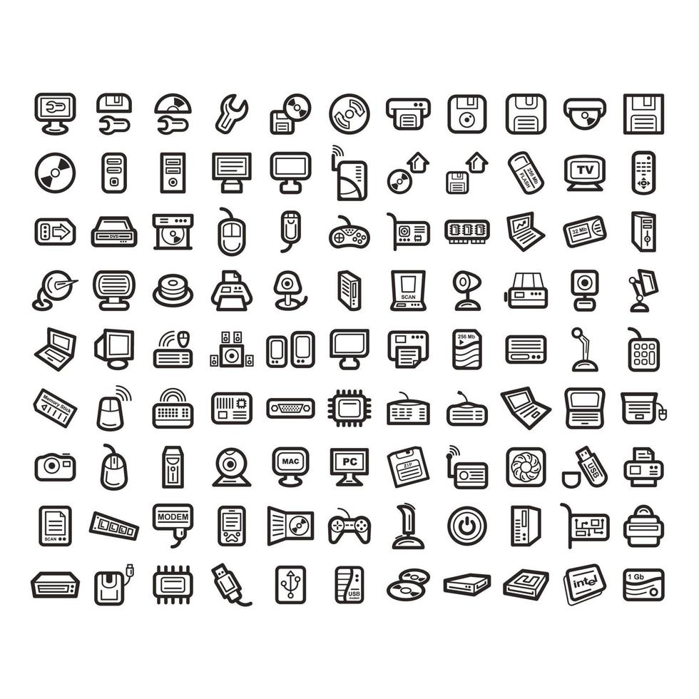 internet computer or technology Line Icon Set vector